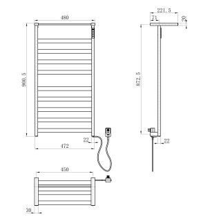 Полотенцесушитель электрический Wonzon & Woghand Frankfurt WW-1029-GM 48x90 см тёмный графит